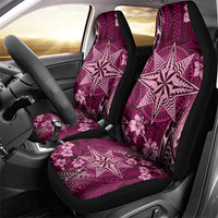 Vintage Tonga Tribal Ngatu Pattern Car Seat Cover With Pacific Floral Pink Art LT9 - Polynesian Pride