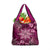 Vintage Tonga Tribal Ngatu Pattern Grocery Bag With Pacific Floral Pink Art