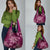 Vintage Tonga Tribal Ngatu Pattern Grocery Bag With Pacific Floral Pink Art