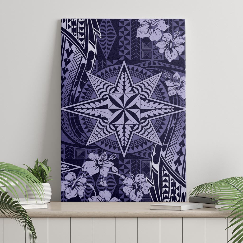 Vintage Tonga Tribal Ngatu Pattern Canvas Wall Art With Pacific Floral Pink Art