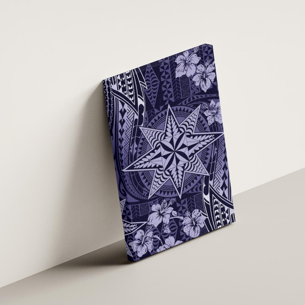 Vintage Tonga Tribal Ngatu Pattern Canvas Wall Art With Pacific Floral Pink Art