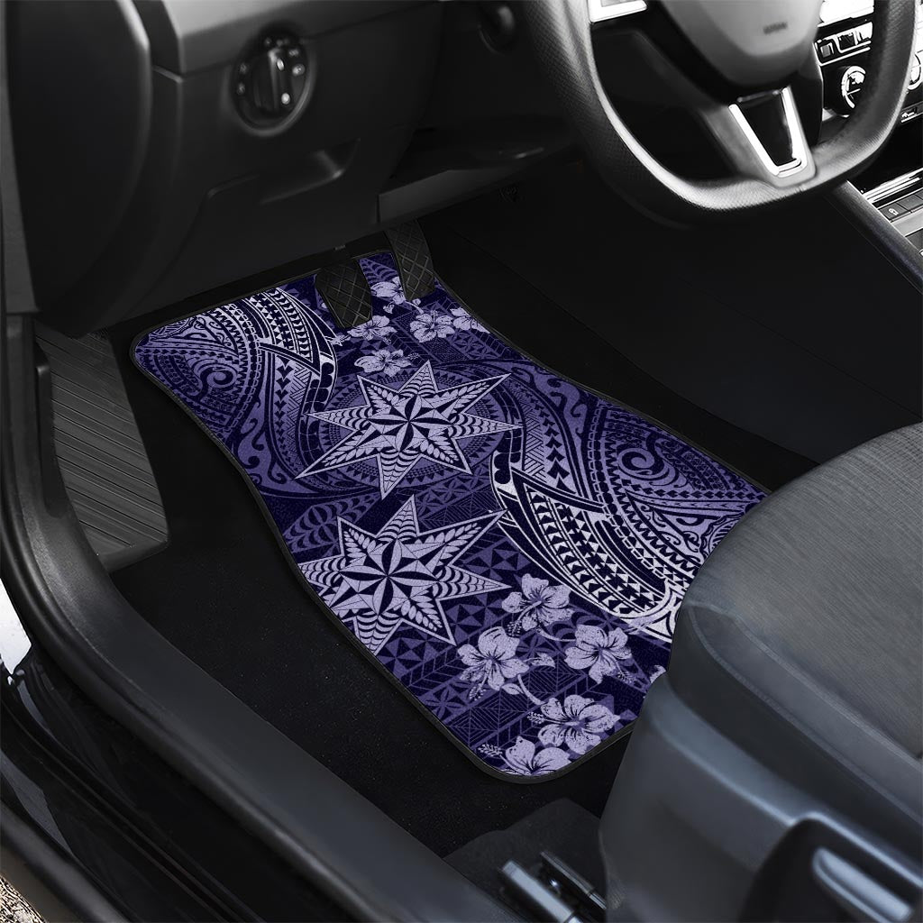 Vintage Tonga Tribal Ngatu Pattern Car Mats With Pacific Floral Pink Art