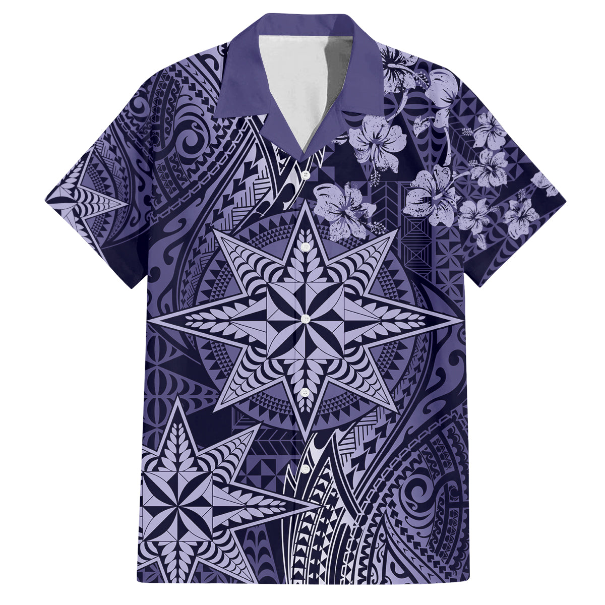 Vintage Tonga Tribal Ngatu Pattern Family Matching Off The Shoulder Long Sleeve Dress and Hawaiian Shirt With Pacific Floral Pink Art LT9 Dad's Shirt - Short Sleeve Pink - Polynesian Pride