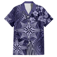Vintage Tonga Tribal Ngatu Pattern Family Matching Off The Shoulder Long Sleeve Dress and Hawaiian Shirt With Pacific Floral Pink Art LT9 Dad's Shirt - Short Sleeve Pink - Polynesian Pride