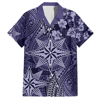 Vintage Tonga Tribal Ngatu Pattern Family Matching Off Shoulder Maxi Dress and Hawaiian Shirt With Pacific Floral Pink Art LT9 Dad's Shirt - Short Sleeve Pink - Polynesian Pride