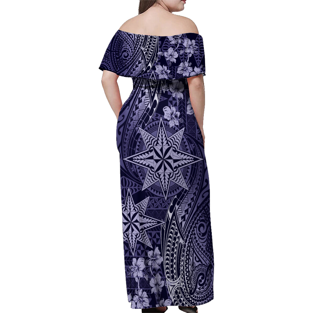 Vintage Tonga Tribal Ngatu Pattern Family Matching Off Shoulder Maxi Dress and Hawaiian Shirt With Pacific Floral Pink Art LT9 - Polynesian Pride