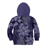 Vintage Tonga Tribal Ngatu Pattern Kid Hoodie With Pacific Floral Pink Art