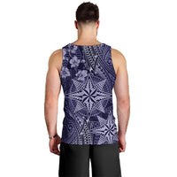 Vintage Tonga Tribal Ngatu Pattern Men Tank Top With Pacific Floral Pink Art