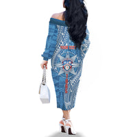 Personalised Tonga Apifo'ou College Family Matching Off The Shoulder Long Sleeve Dress and Hawaiian Shirt Since 1865 Special Kupesi Pattern LT9 - Polynesian Pride