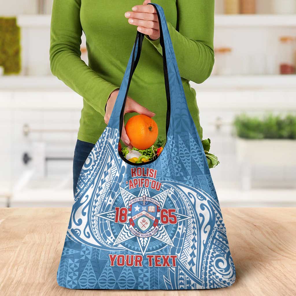 Personalised Tonga Apifo'ou College Grocery Bag Since 1865 Special Kupesi Pattern