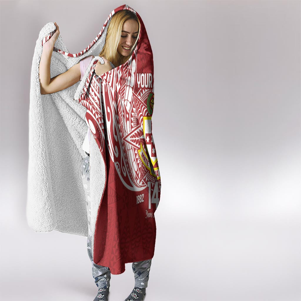 Personalised Kolisi Tonga Atele 142nd Anniversary Hooded Blanket Special Kupesi Pattern