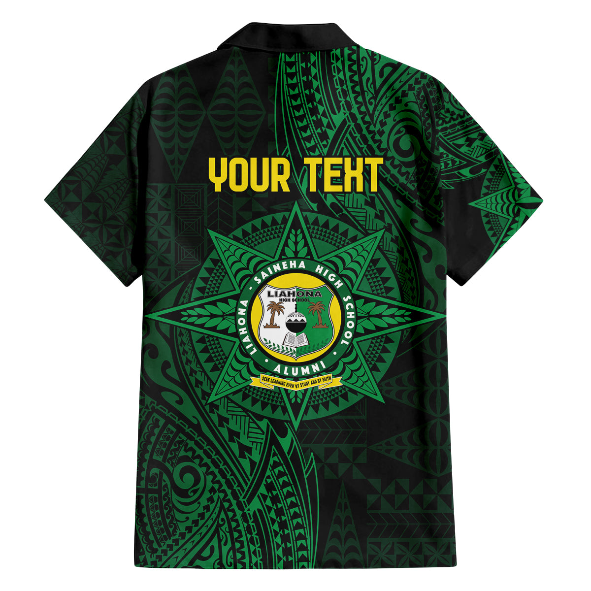Personalised Tonga Liahona High School 76th Anniversary Family Matching Off The Shoulder Long Sleeve Dress and Hawaiian Shirt Special Kupesi Pattern LT9 - Polynesian Pride