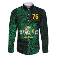 Personalised Tonga Liahona High School 76th Anniversary Family Matching Short Sleeve Bodycon Dress and Hawaiian Shirt Special Kupesi Pattern