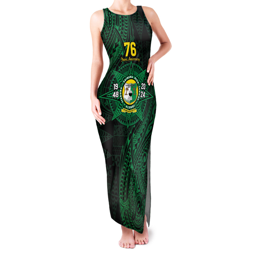 Personalised Tonga Liahona High School 76th Anniversary Family Matching Tank Maxi Dress and Hawaiian Shirt Special Kupesi Pattern