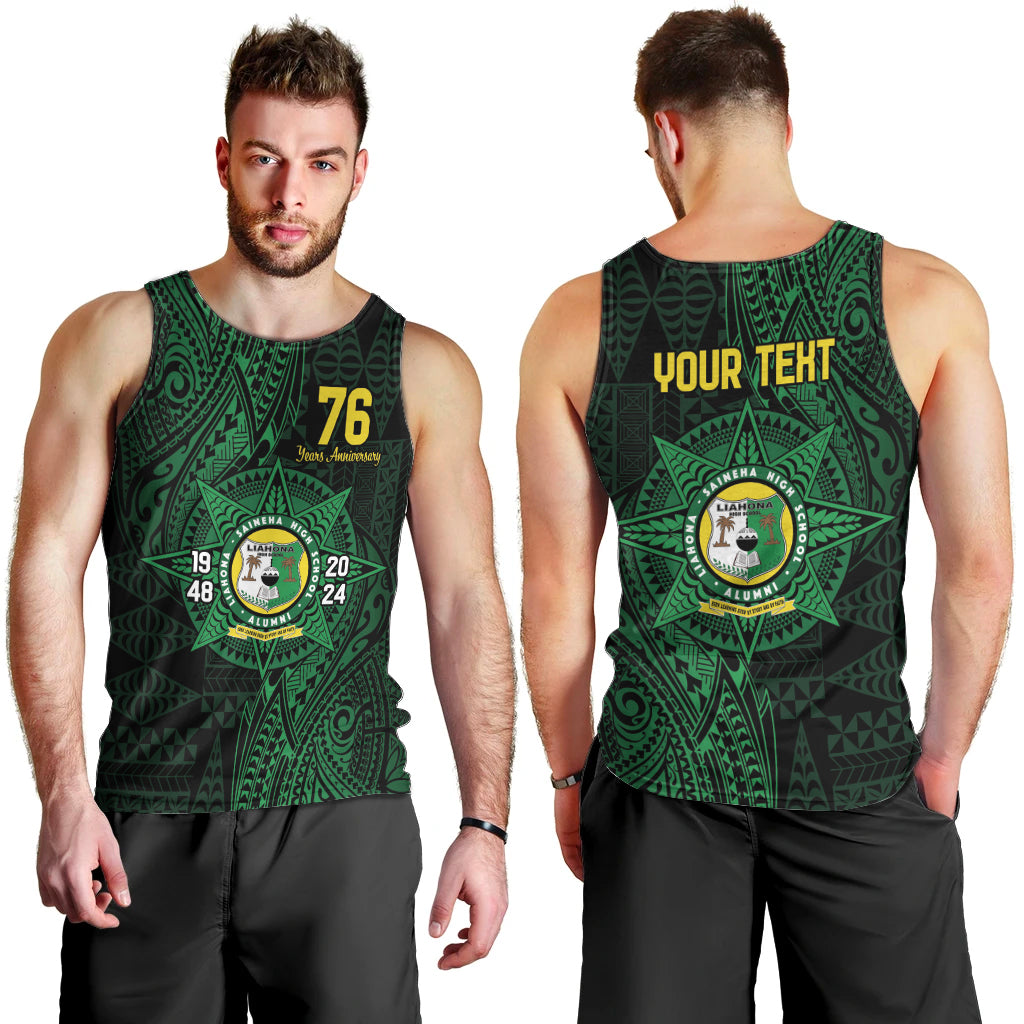 Personalised Tonga Liahona High School 76th Anniversary Men Tank Top Special Kupesi Pattern