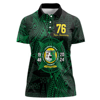 Personalised Tonga Liahona High School 76th Anniversary Women Polo Shirt Special Kupesi Pattern LT9 Female Green - Polynesian Pride