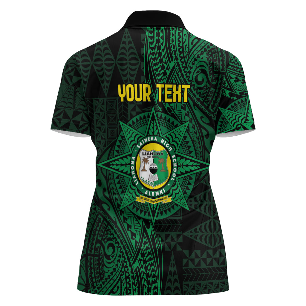 Personalised Tonga Liahona High School 76th Anniversary Women Polo Shirt Special Kupesi Pattern LT9 - Polynesian Pride