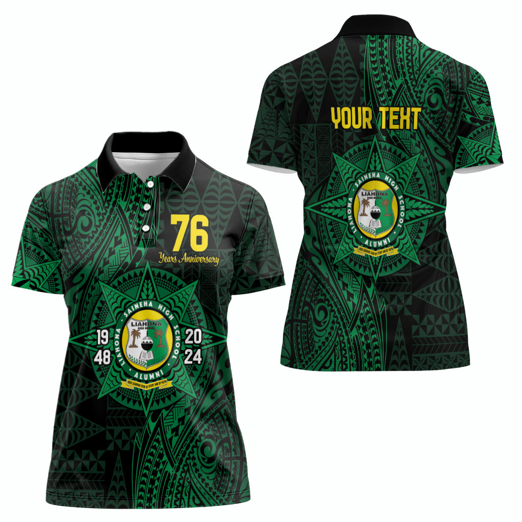 Personalised Tonga Liahona High School 76th Anniversary Women Polo Shirt Special Kupesi Pattern LT9 - Polynesian Pride