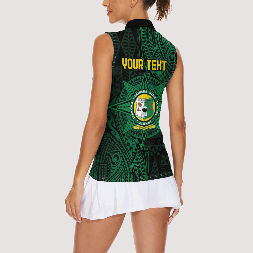 Personalised Tonga Liahona High School 76th Anniversary Women Sleeveless Polo Shirt Special Kupesi Pattern