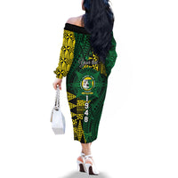 Personalised Tonga Liahona High School Family Matching Off The Shoulder Long Sleeve Dress and Hawaiian Shirt Since 1948 Special Kupesi Pattern LT9 - Polynesian Pride