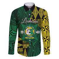 Personalised Tonga Liahona High School Family Matching Off Shoulder Short Dress and Hawaiian Shirt Since 1948 Special Kupesi Pattern