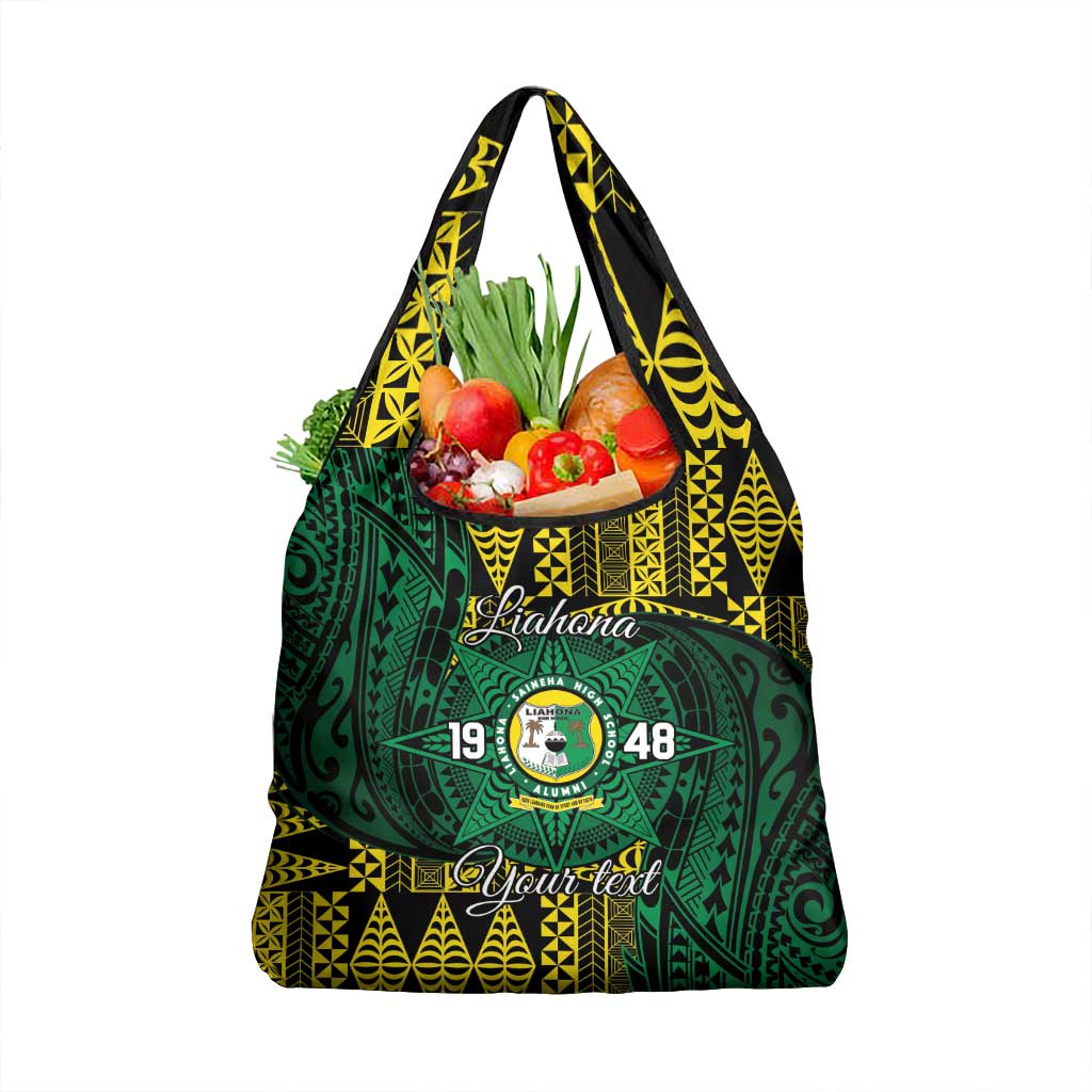 Personalised Tonga Liahona High School Grocery Bag Since 1948 Special Kupesi Pattern