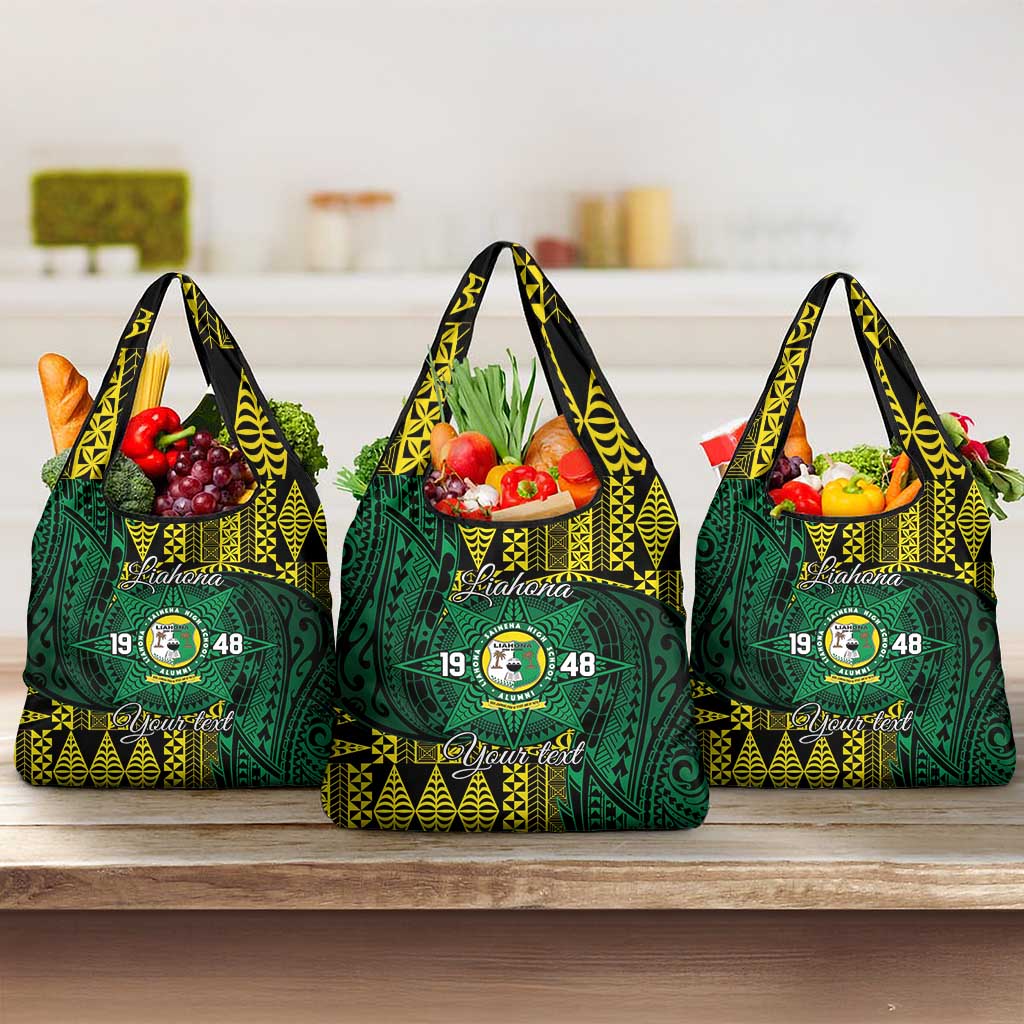 Personalised Tonga Liahona High School Grocery Bag Since 1948 Special Kupesi Pattern
