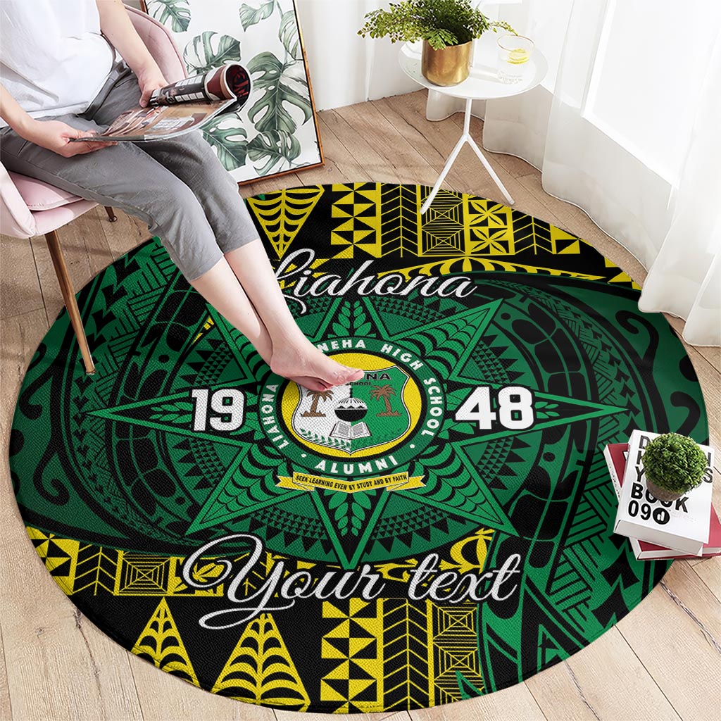 Personalised Tonga Liahona High School Round Carpet Since 1948 Special Kupesi Pattern
