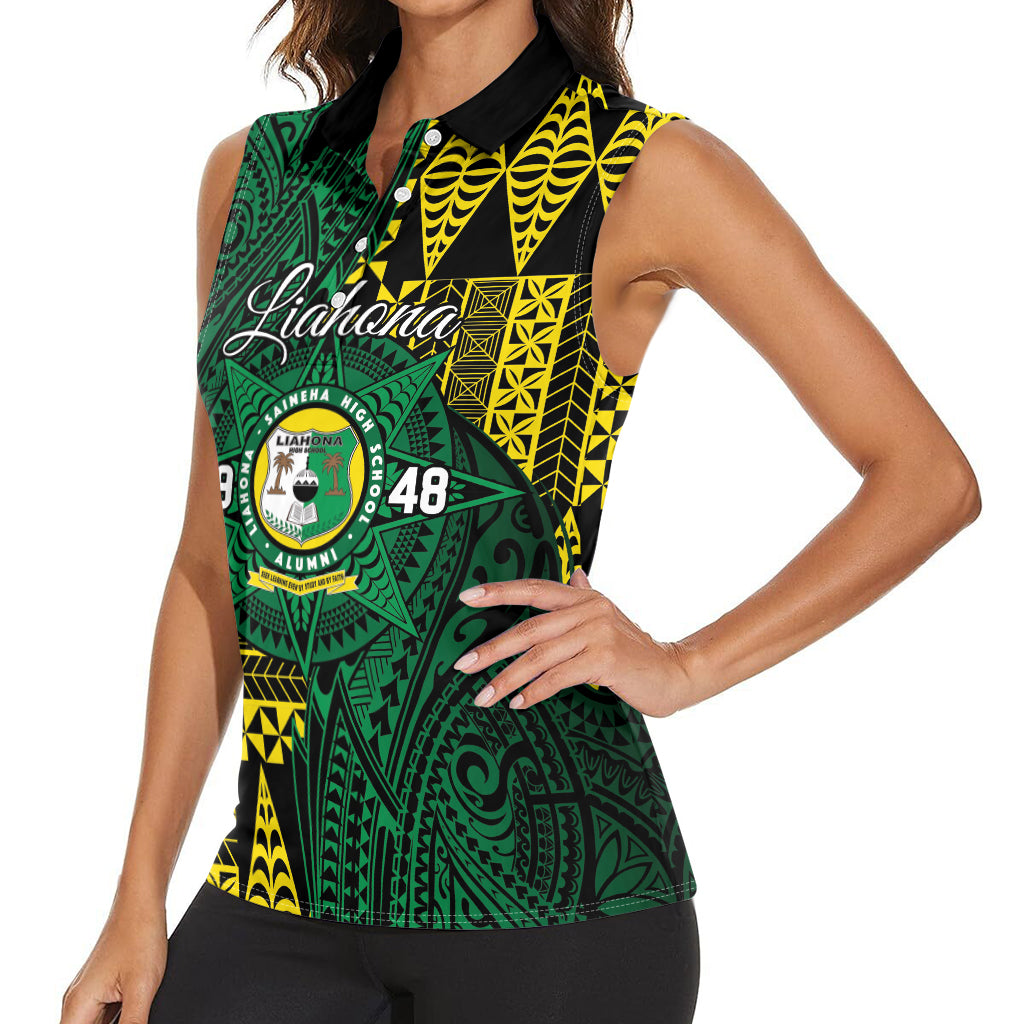 Personalised Tonga Liahona High School Women Sleeveless Polo Shirt Since 1948 Special Kupesi Pattern