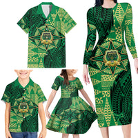 Personalised Tonga Saineha High School Family Matching Long Sleeve Bodycon Dress and Hawaiian Shirt Since 1978 Special Kupesi Pattern LT9 - Polynesian Pride