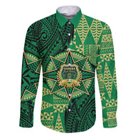 Personalised Tonga Saineha High School Family Matching Long Sleeve Bodycon Dress and Hawaiian Shirt Since 1978 Special Kupesi Pattern LT9 Dad's Shirt - Long Sleeve Green - Polynesian Pride