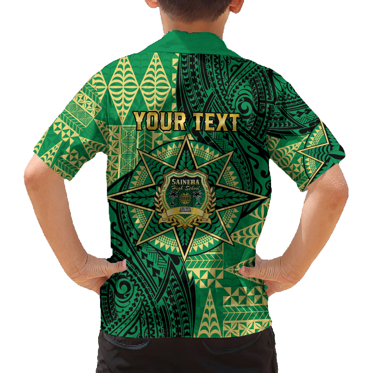 Personalised Tonga Saineha High School Family Matching Off The Shoulder Long Sleeve Dress and Hawaiian Shirt Since 1978 Special Kupesi Pattern LT9 - Polynesian Pride
