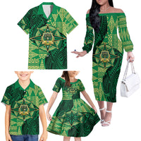 Personalised Tonga Saineha High School Family Matching Off The Shoulder Long Sleeve Dress and Hawaiian Shirt Since 1978 Special Kupesi Pattern LT9 - Polynesian Pride