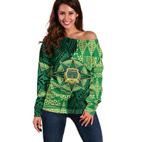 Personalised Tonga Saineha High School Off Shoulder Sweater Since 1978 Special Kupesi Pattern