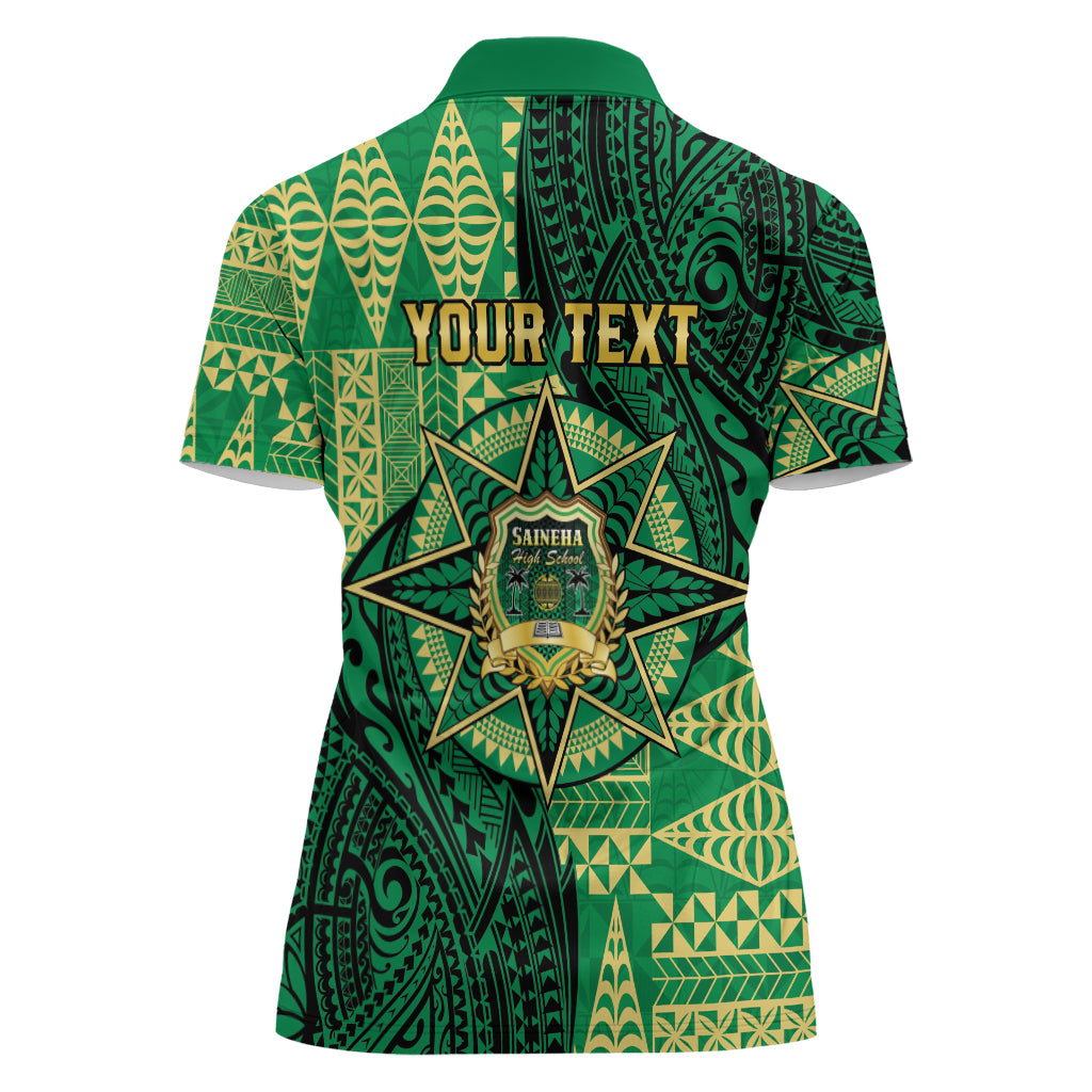 Personalised Tonga Saineha High School Women Polo Shirt Since 1978 Special Kupesi Pattern LT9 - Polynesian Pride