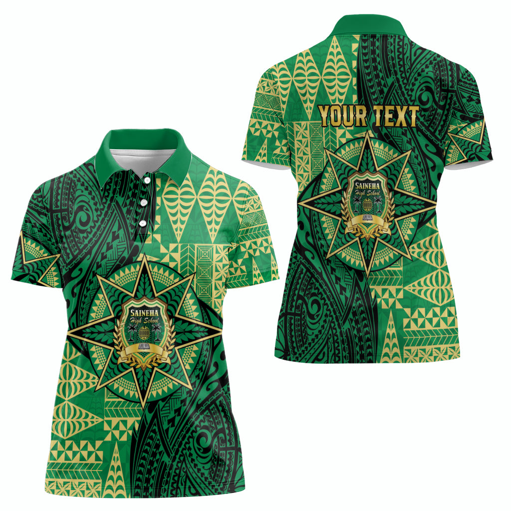 Personalised Tonga Saineha High School Women Polo Shirt Since 1978 Special Kupesi Pattern LT9 - Polynesian Pride