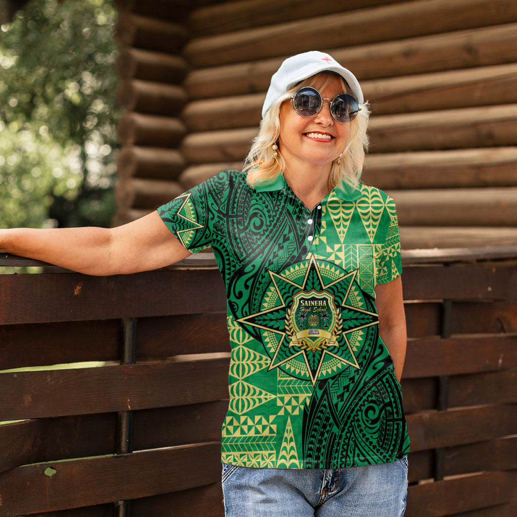 Personalised Tonga Saineha High School Women Polo Shirt Since 1978 Special Kupesi Pattern LT9 - Polynesian Pride