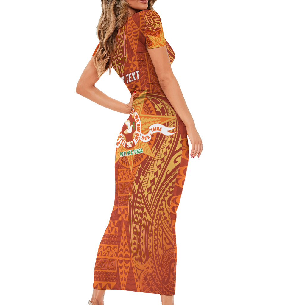 Personalised Tonga Tailulu College Short Sleeve Bodycon Dress Since 1967 Special Kupesi Pattern Version 1