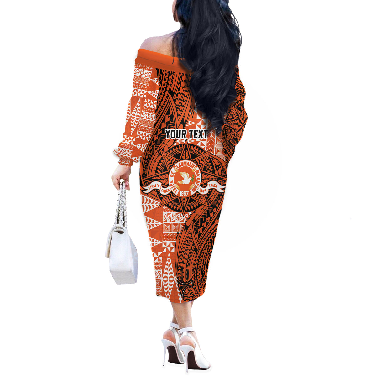 Personalised Tonga Tailulu College Off The Shoulder Long Sleeve Dress Since 1967 Special Kupesi Pattern Version 2