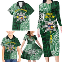 Personalised Tonga Takuilau College Family Matching Long Sleeve Bodycon Dress and Hawaiian Shirt Since 1975 Special Kupesi Pattern LT9 - Polynesian Pride