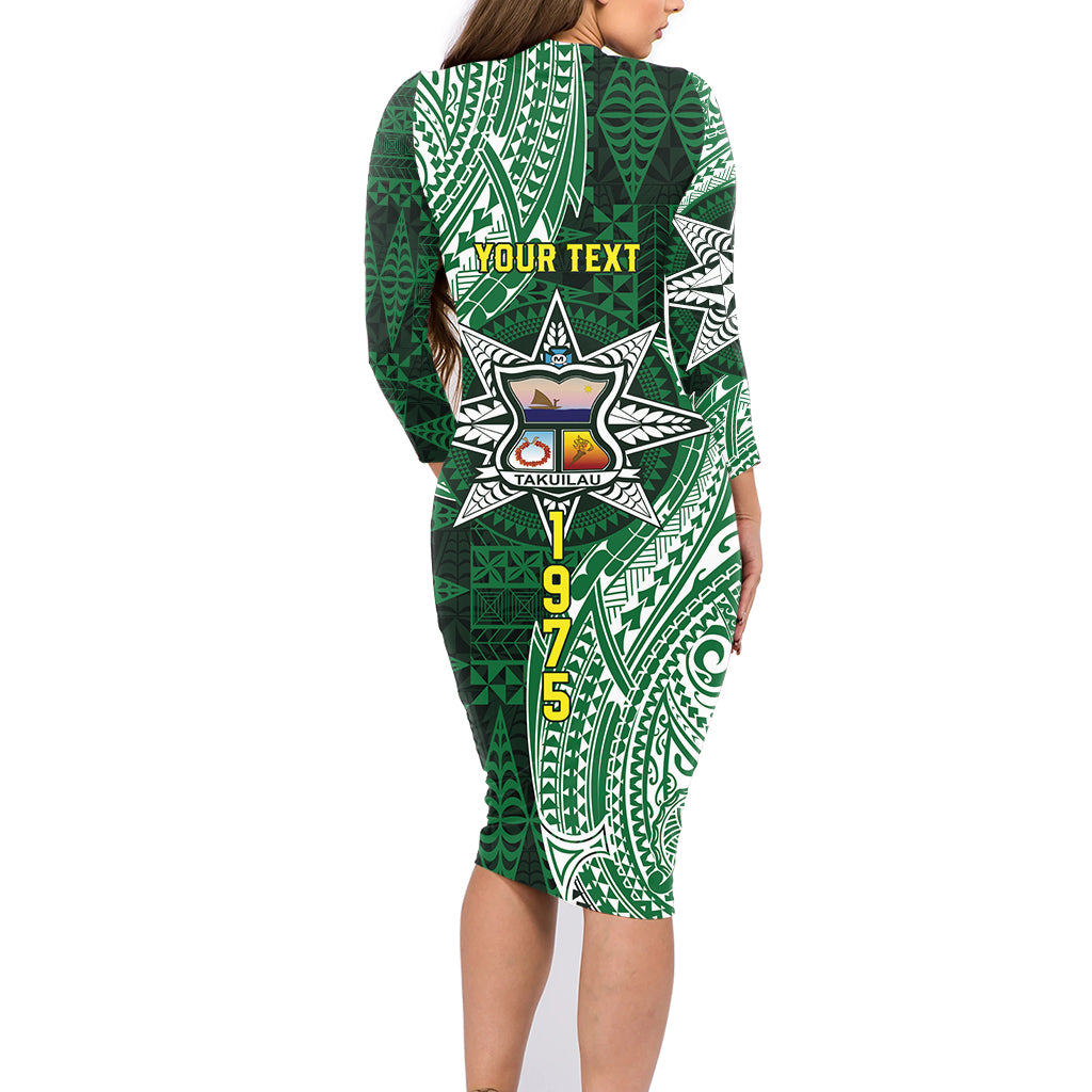 Personalised Tonga Takuilau College Family Matching Long Sleeve Bodycon Dress and Hawaiian Shirt Since 1975 Special Kupesi Pattern LT9 - Polynesian Pride