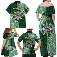 Personalised Tonga Takuilau College Family Matching Off Shoulder Maxi Dress and Hawaiian Shirt Since 1975 Special Kupesi Pattern LT9 - Polynesian Pride
