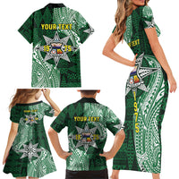 Personalised Tonga Takuilau College Family Matching Short Sleeve Bodycon Dress and Hawaiian Shirt Since 1975 Special Kupesi Pattern LT9 - Polynesian Pride