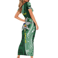 Personalised Tonga Takuilau College Family Matching Short Sleeve Bodycon Dress and Hawaiian Shirt Since 1975 Special Kupesi Pattern LT9 - Polynesian Pride