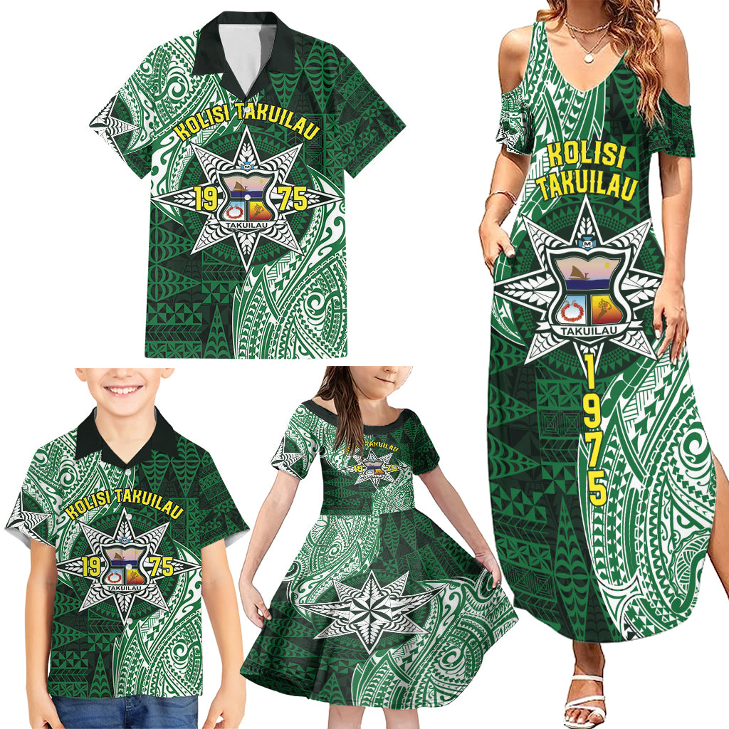Personalised Tonga Takuilau College Family Matching Summer Maxi Dress and Hawaiian Shirt Since 1975 Special Kupesi Pattern LT9 - Polynesian Pride