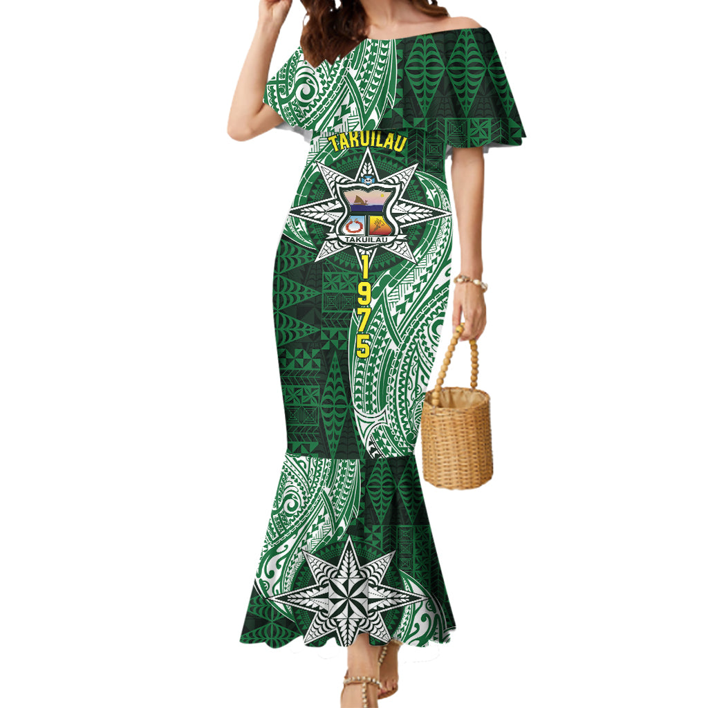 Personalised Tonga Takuilau College Mermaid Dress Since 1975 Special Kupesi Pattern LT9 Women Green - Polynesian Pride