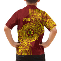 Personalised Tonga High School 77th Anniversary Family Matching Off The Shoulder Long Sleeve Dress and Hawaiian Shirt Special Kupesi Pattern