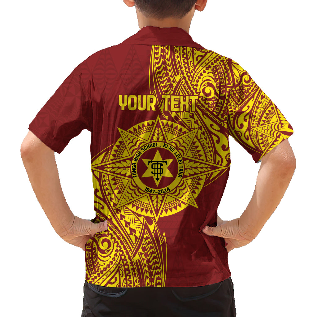 Personalised Tonga High School 77th Anniversary Family Matching Off Shoulder Short Dress and Hawaiian Shirt Special Kupesi Pattern