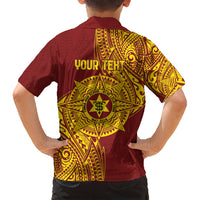 Personalised Tonga High School 77th Anniversary Family Matching Off Shoulder Short Dress and Hawaiian Shirt Special Kupesi Pattern