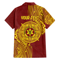 Personalised Tonga High School 77th Anniversary Family Matching Off Shoulder Short Dress and Hawaiian Shirt Special Kupesi Pattern